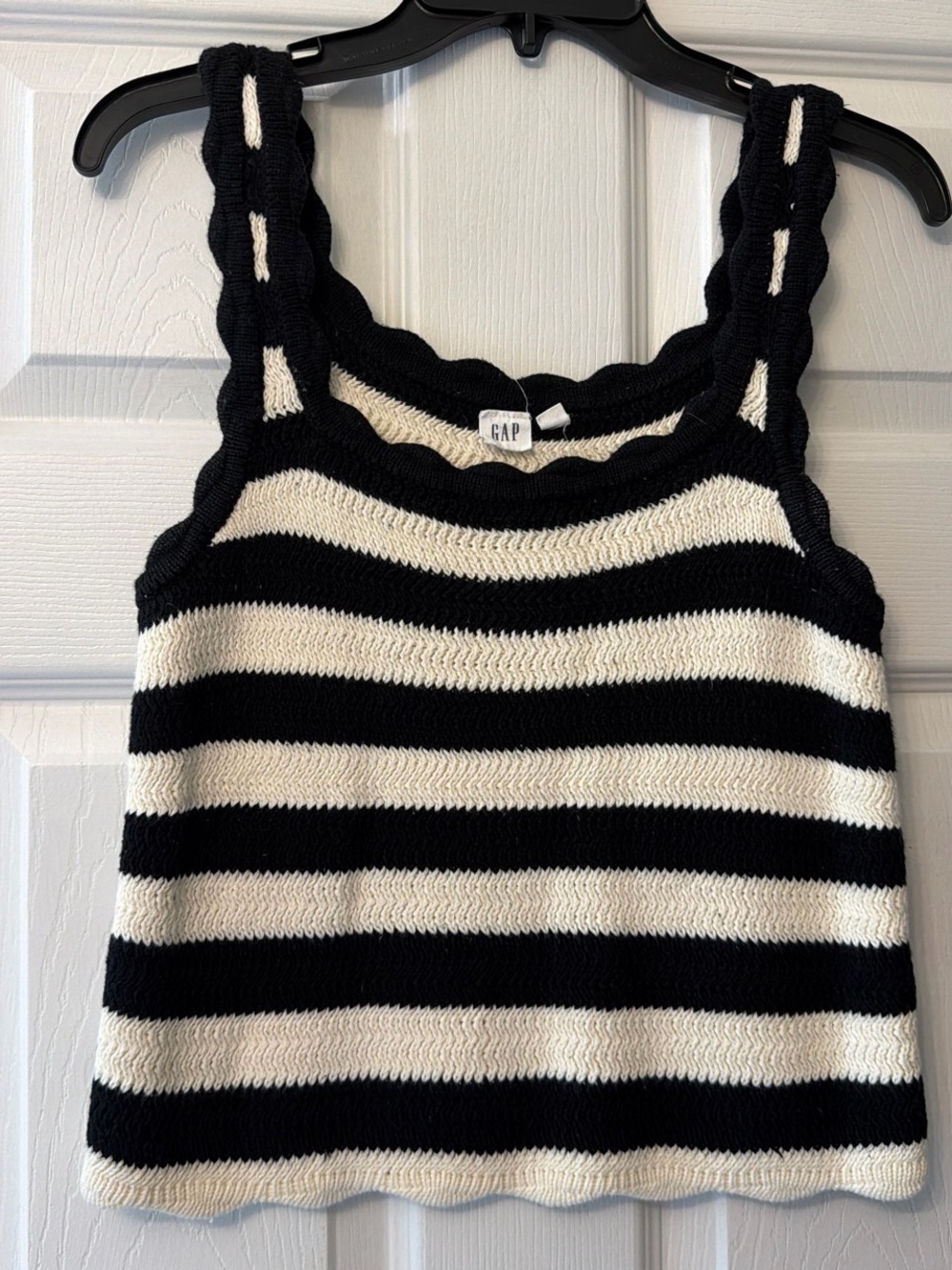 GAP Black and White Striped Knit Tank Top